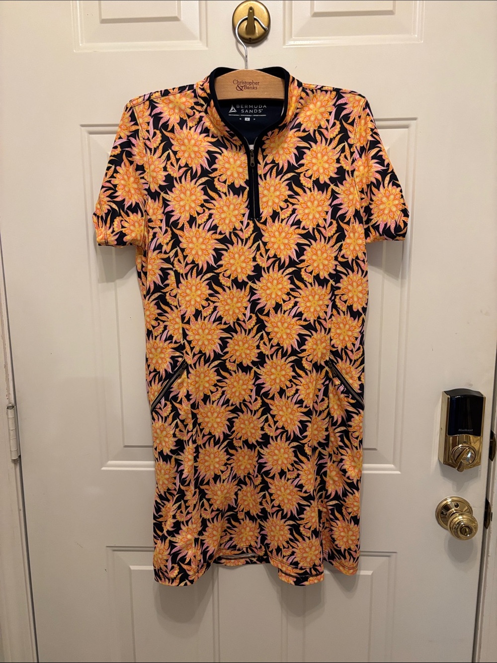 Bermuda Sands Navy /orange Floral Tennis dress